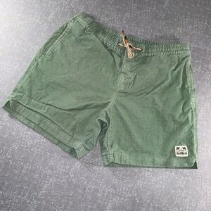 Howler Brothers Horizon Corduroy Shorts Green Mens 38 Elastic Waist Drawstring